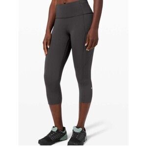Lululemon Fast and Free High-Rise Crop 23" Leggings Grey Size 6